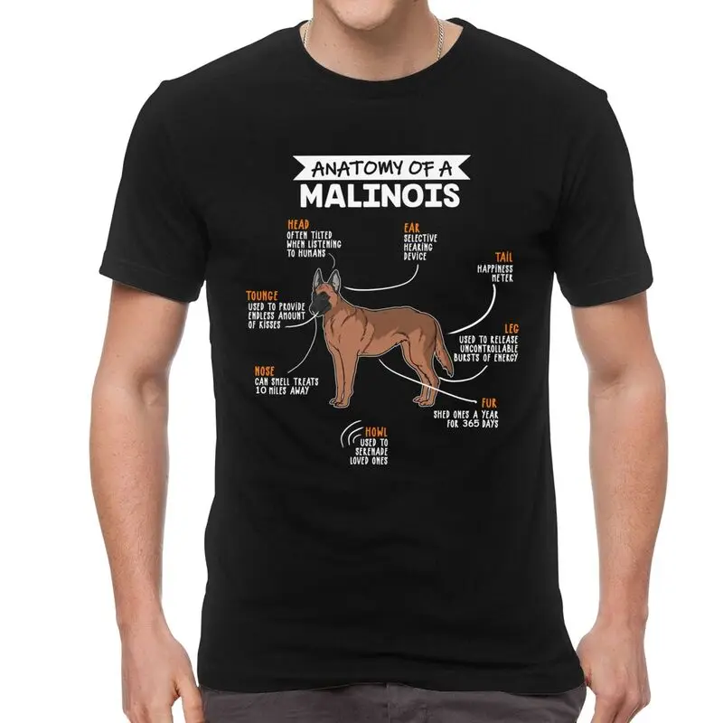 

Мужская хлопковая футболка с коротким рукавом, анатомия малинуа, подарок владельцу собаки, Бельгийская овчарка, футболки с животными