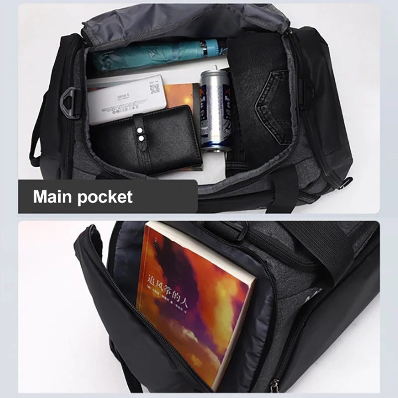 Men Nylon Travel Bag Large Capacity Outdoor Gym Bags Portable Waterproof Handbags Shoes Compartment Shoulder Luggage PouchXA808F