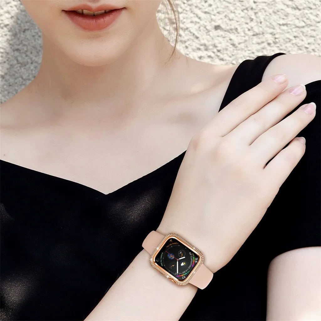 

Smart Accessories 18k Rose Plated Gold 368 Diamond Case Cover Bezel For Iwatch Serie 4/5 40mm 2020 Hot Sale Dropshipping