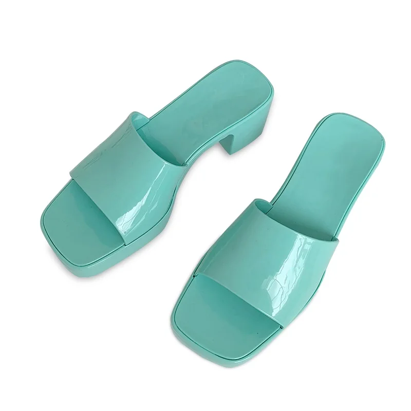 

Шлепанцы женские на платформе, повседневные сандалии, высокий каблук, пляжные тапочки, сланцы, карамельные цвета, на лето