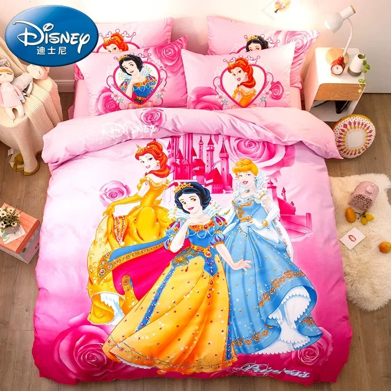

Disney Princess, Комплект постельного белья для детей, декор для спальни, двухъярусное одеяло, пододеяльник, пододеяльник, 3 шт., хлопковое постельн...