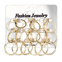 9pairs circle hoop earrings for women steampunk ear clip korean creative vintage round loop gold ear ring party fashion jewelry