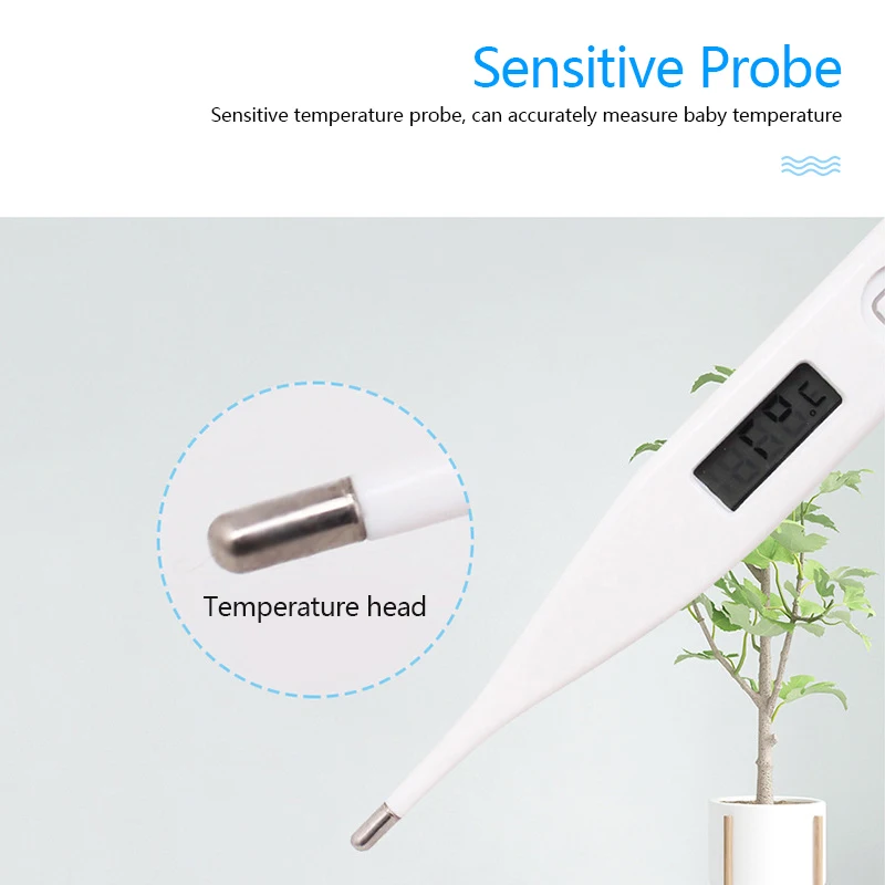 

2PCS Digital Thermometer Safe Electronic Thermometer LCD Screen Display White Body Temperature Measure Tool Kids Household
