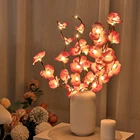 Ветка орхидеи, 73 см, 20 светодиодов, гирлянда из искусственных цветов, для свадьбы, Рождества, новогодней вечеринки, ваза, настольное украшение
