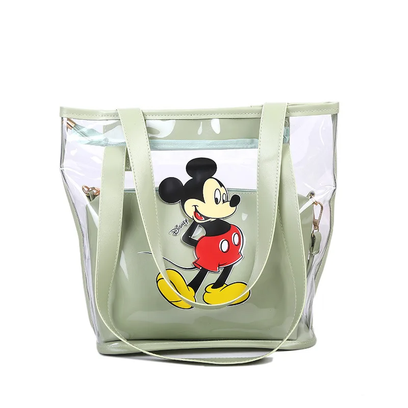 

Disney cartoon new Mickey female fashion wild cute girl transparent bag 2 shoulder messenger handbag multifunctional storage bag
