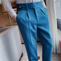 new fashion mens business formal pants pure color office social wedding street dress business casual pants slim trousers 29 36