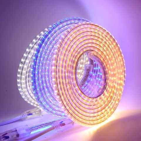 XUNATA Светодиодная лента 120LEDs/м теплый белый/белый/синий IP65 220В