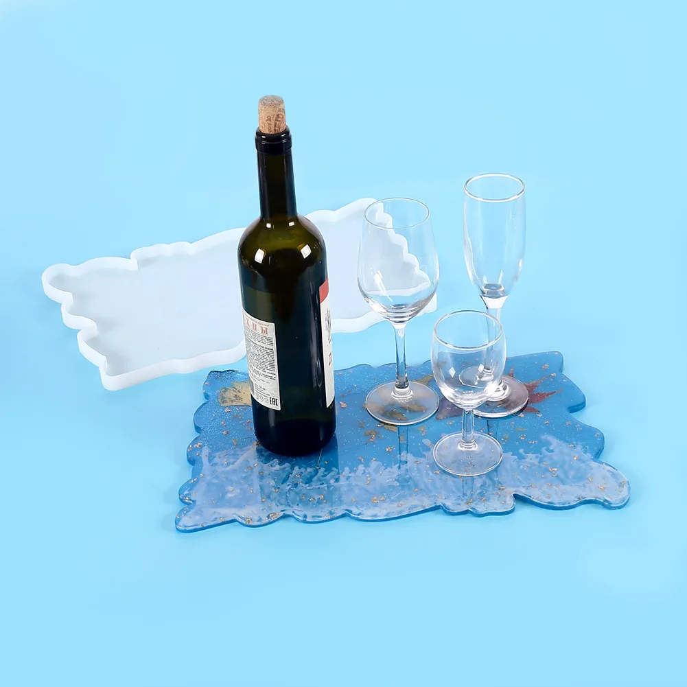 

DIY Crystal Epoxy Pendulum Table Base Mould Irregular Lace Rectangle Silicone Model Big Wave Wine Tray