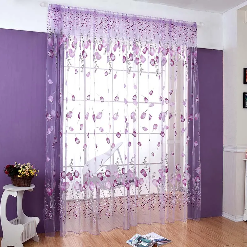 Тюлевые шторы с рисунком тюльпана для гостиной полиэстер детская комната