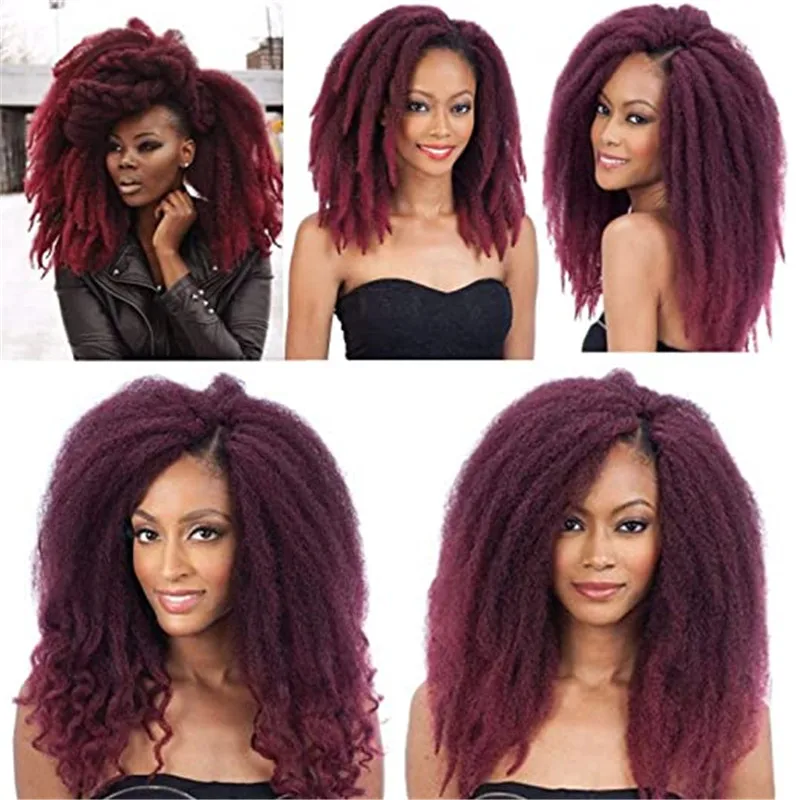 

Kong&Li 18 inch Marley Braids Hair Crochet Afro Kinky Synthetic Braiding Hair Crochet Braids Hair Extensions Bulk Black Brown