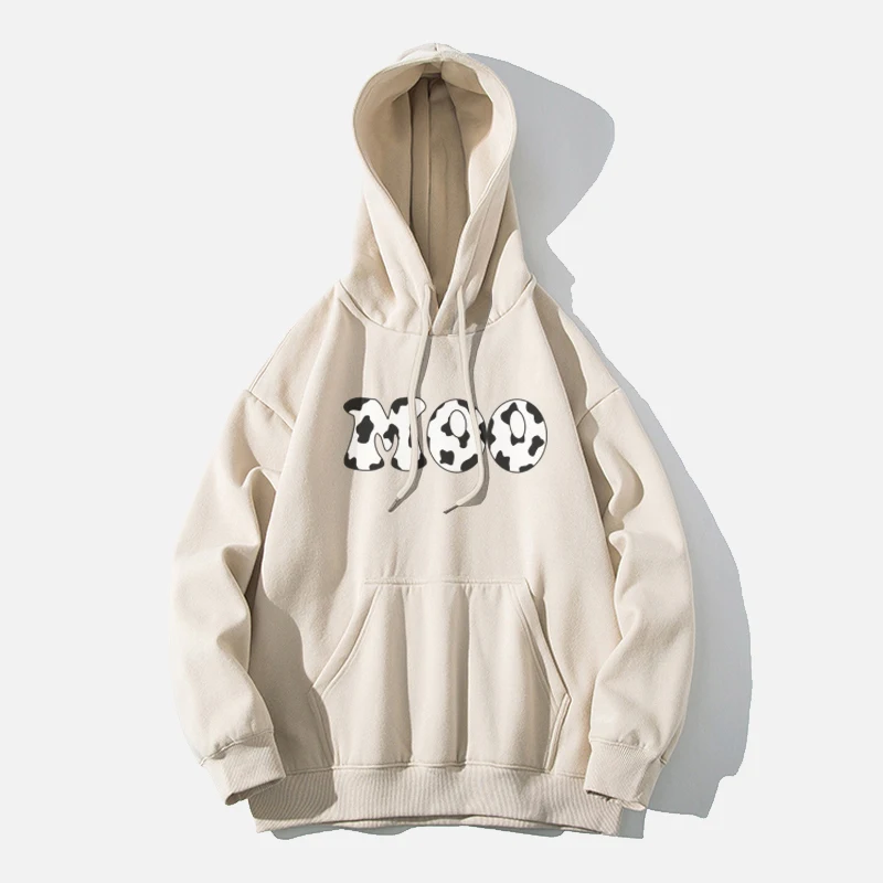 

Cow Creative Letter Print Hoodies Women Sweatshirt Casual Pocket Long Sleeve Hooded Winter Woman 2020 Fashion Oversized Hoodie