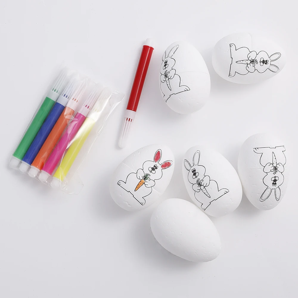 12 шт./компл. DIY Рисование 6 см пенопластовое яйцо пасхальное украшение для