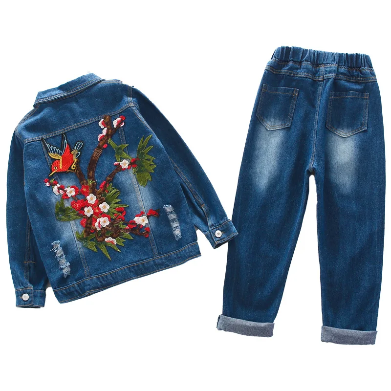 

Children's clothing girl's autumn clothing 2021 new fashion little girl's foreign style denim two piece suit