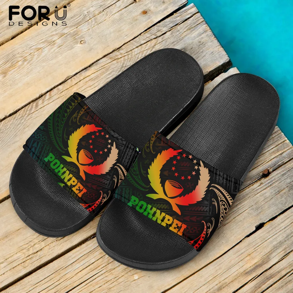 

FORUDESIGNS Slippers for Women Polynesian Pohnpei Pattern Non-slip Home Casual Bathroom Loafer Slide Slippers Zapatos Mujer