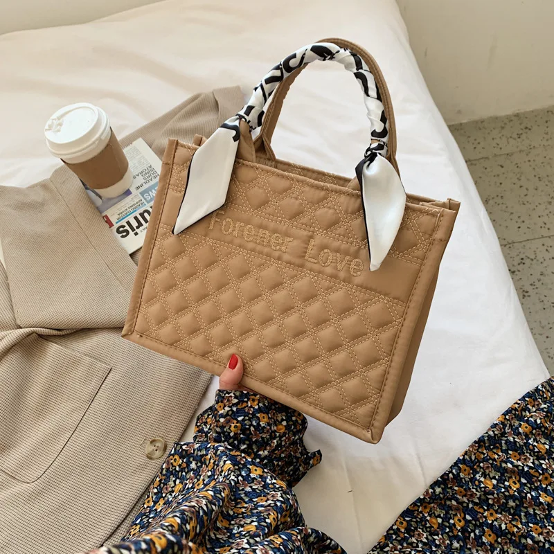 Брендовая дизайнерская стеганая женская сумка в клетку ретро-шарф через плечо