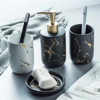 bathroom accessories four piece creative toothbrush mouthwash cup soap dish wash set marbled ceramic light luxury