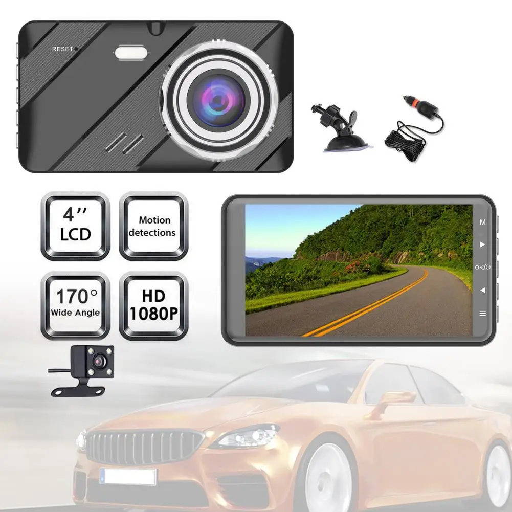 

4.0inch LCD 1080P Car DVR Camera Video Recorder Multiple Function Dash Cam Dual Recording Camera 170 Degrees Wide Angle Dash Cam