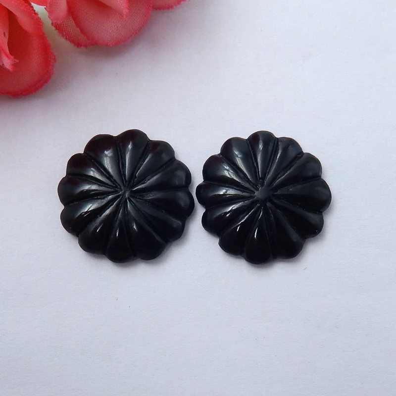 Натуральный драгоценный камень обсидиан ручной резной цветок моды Кабошон Пары