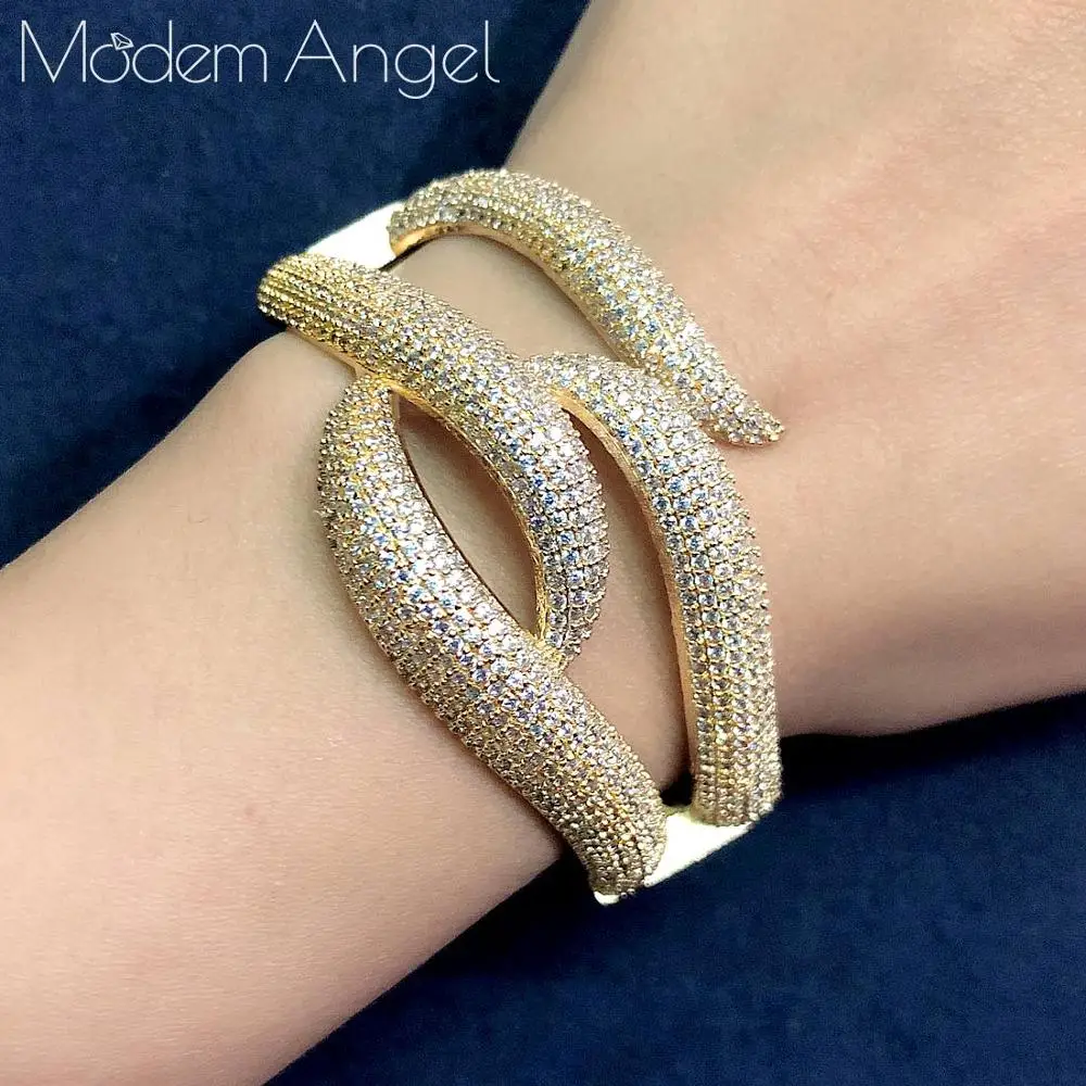 modemangel 2019 hot charms 2pcs bamboo dubai jewelry sets cubic zirconia banglering for women brand nigerian wedding jewelry se free global shipping