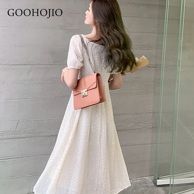 

GOOHOJIO 2021 New Spring and Autumn Temperament Puff Sleeve Women Dresses Fashionable Dress for Ladies Retro V-neck Dress Women