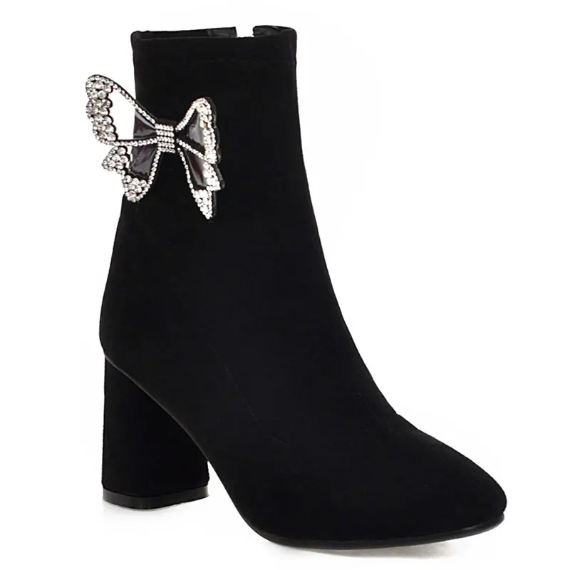 Sgesvier 2019 winter new thick heel shoes women's ankle boots high-heeled female bowtie Martin Women's G735 | Обувь