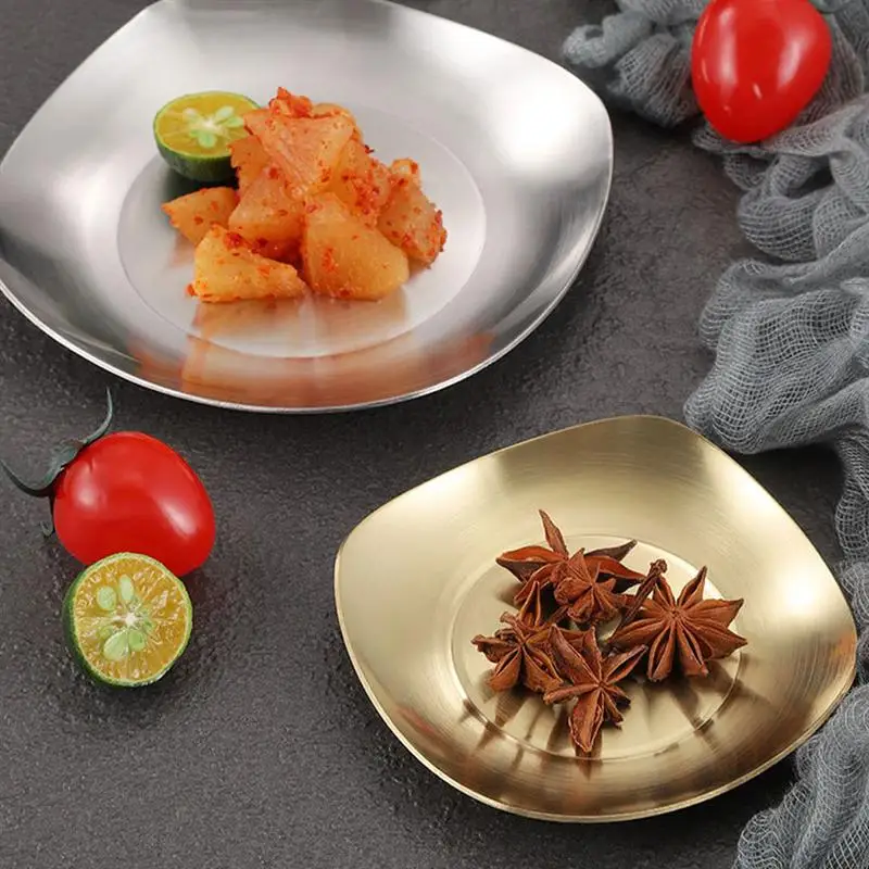 

1pc Stainless Steel Dinner Plate Seasoning Plate Appetizer Serving Plate