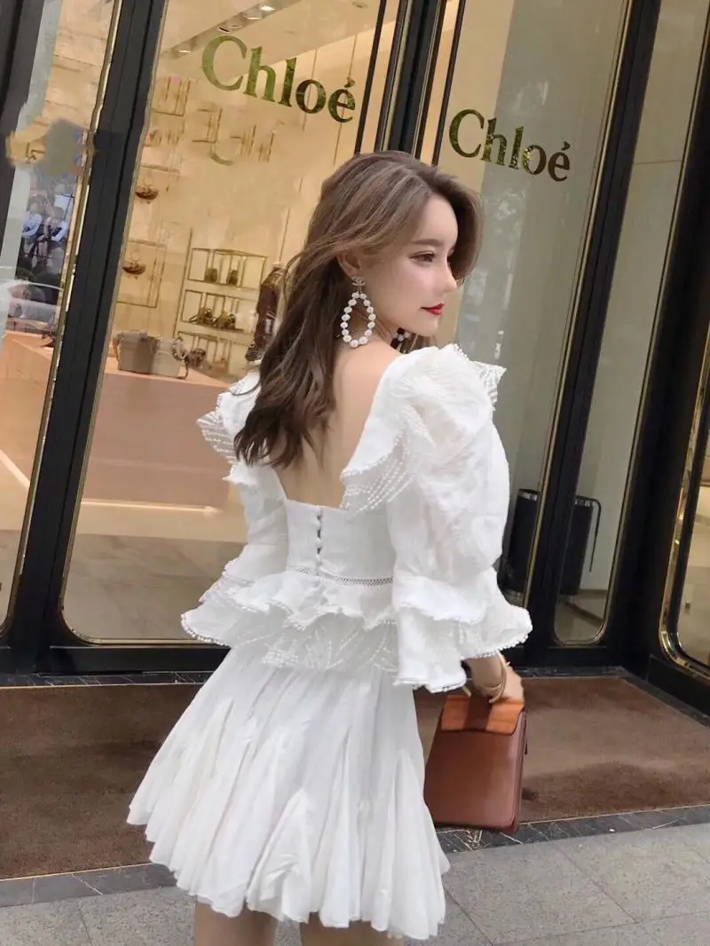 Boho шикарные топы Весна Лето Высокое качество оборки белая сетка вышивка блузки женские сексуальные женские рубашки блузка V734
