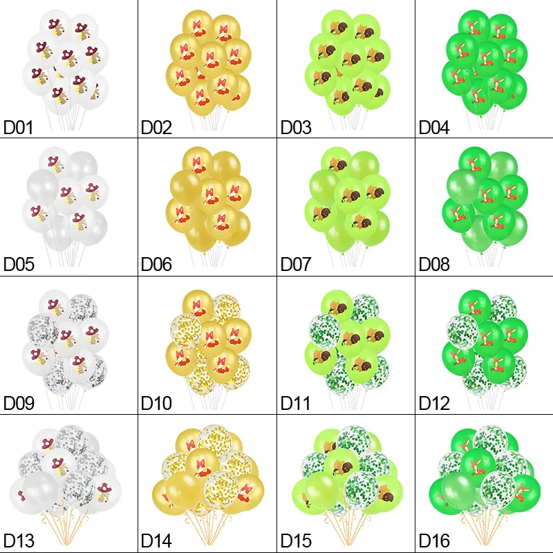 

10/15pcs Cartoon Fox Squirrel Deer Rabbit Animal Latex Balloons Confetti Globos Air Balloon Jungle Safari Birthday Party Decor