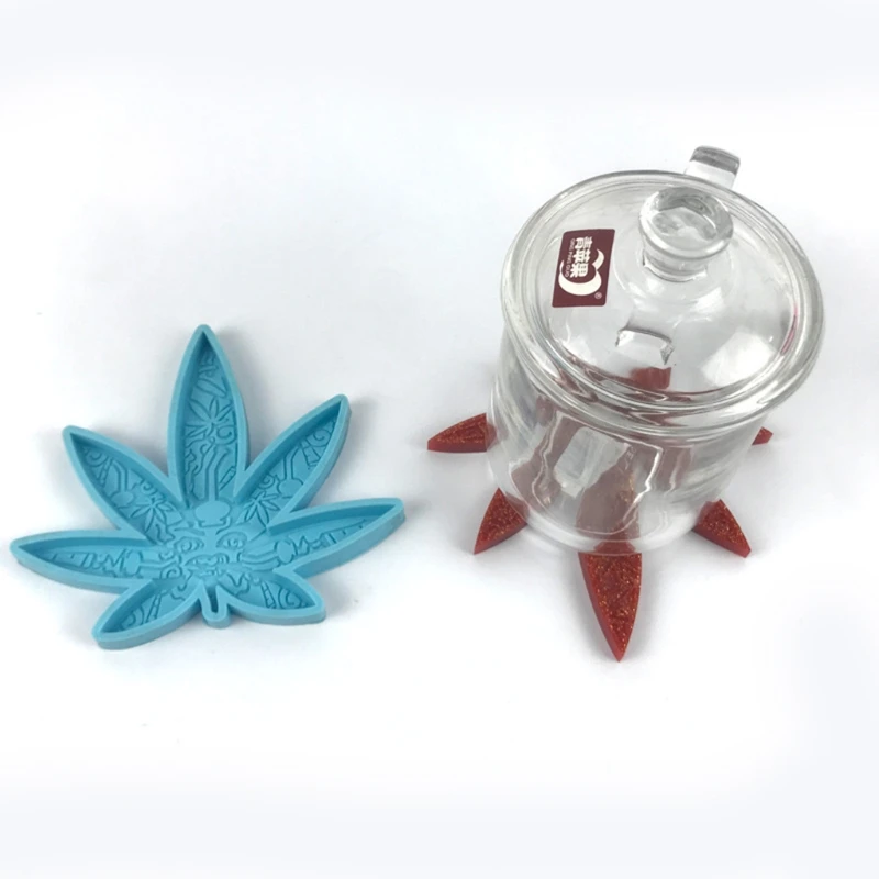 Форма в форме листьев марихуаны круглая силиконовая смола форма для подставки из