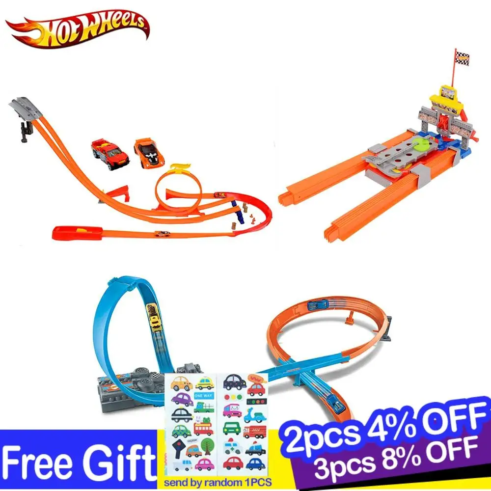 

Оригинальный Hot Wheels стереоскопический маневрический трек, 8 гоночных дорожек, обучающий литый автомобиль, игрушечный набор для детей, подарок на день рождения GGF92
