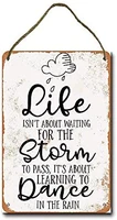 metal sign 8 x 12 inch life is about learning to dance in the rain wall decor hanging sign