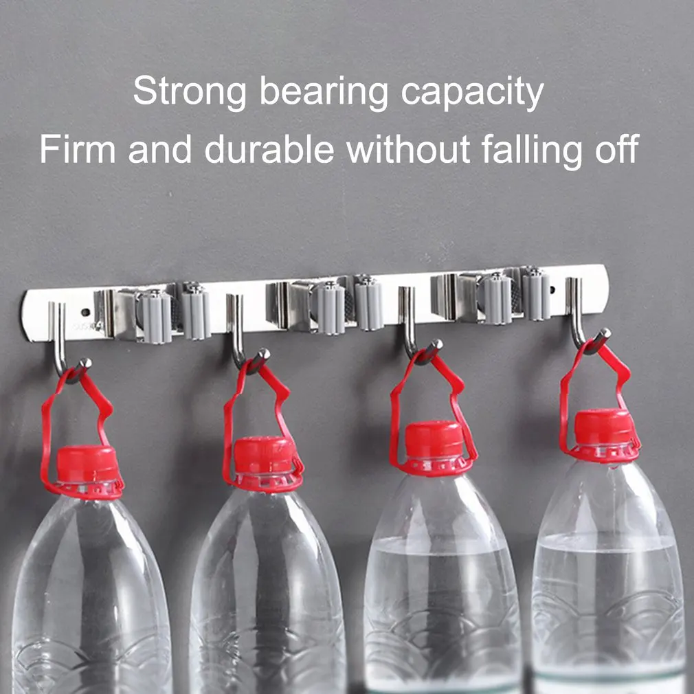 

Stainless Steel Broom Holder Heavy Duty Practical Clip Mop Rack Organizer Wall Mount Hook Rust Proof Storage Space Saving Hanger