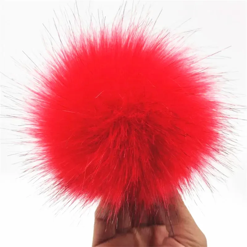 12cm colorful pompoms with snaps New winter artificial fur poms for knitted beanies cap hats shoes men's skullies & beanies