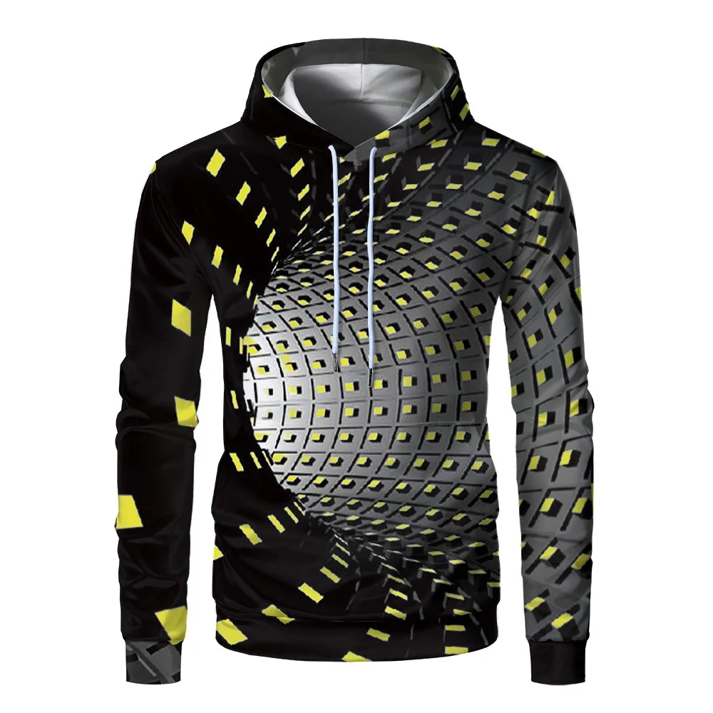 Мужская толстовка с капюшоном геометрический цвет блок 3d Повседневная Базовая
