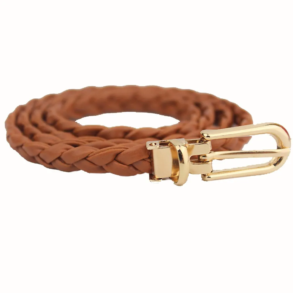 Jaycosin Элегантный Модный женский тонкий плетеный кожаный пояс аксессуары