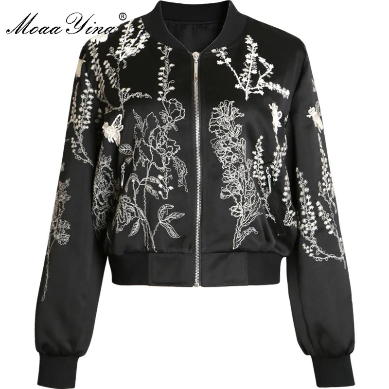 MoaaYina модная дизайнерская куртка пальто весна осень Женская короткая с длинным