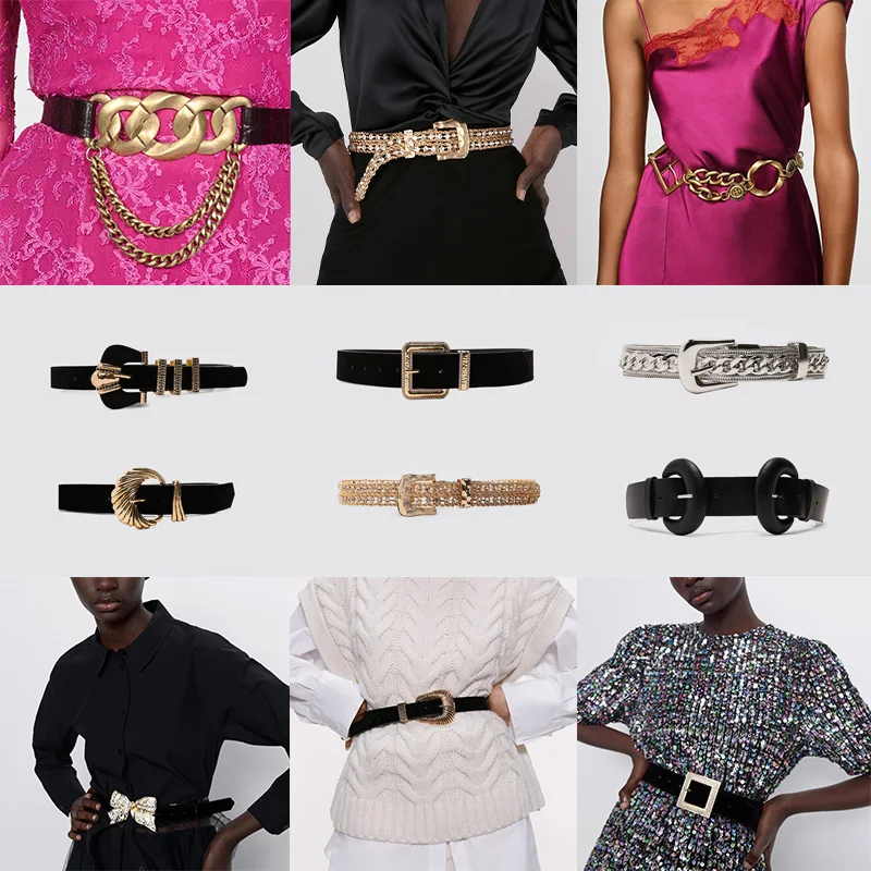 Женские винтажные ремни с металлической пряжкой ZA витой эксклюзивные аксессуары