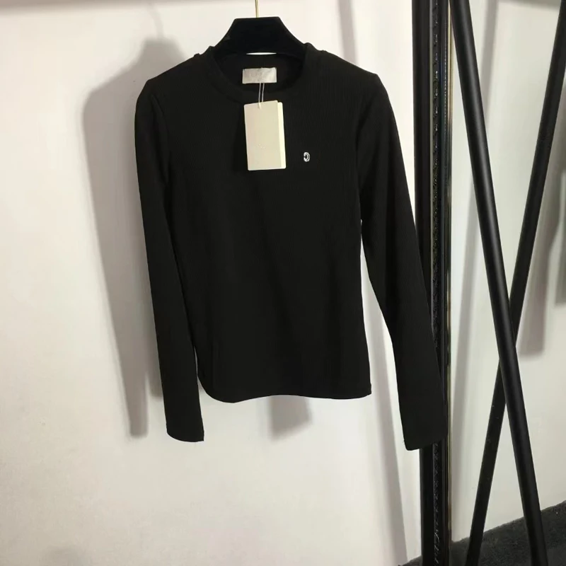 

2021 embroidered close-fitting bottoming shirt for ladies winter new pure color simple stretch knitted sweater pullover