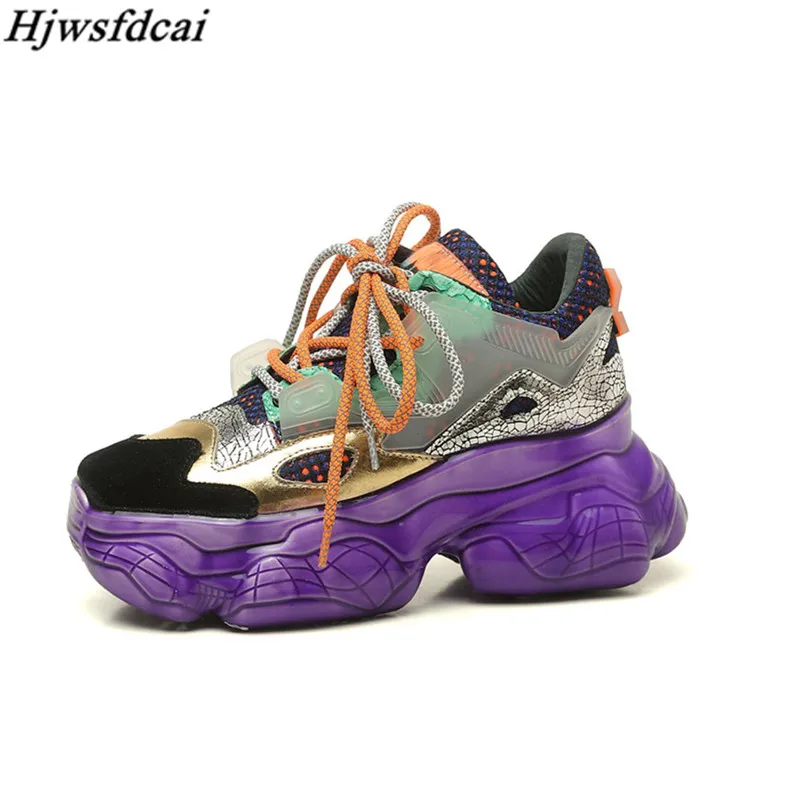 

Hjwsfdcai INS Europe Station Genuine Leather Shoe For Women Sneakers 2021 Platform Sneaker High Top Casual Daddy Shoes Footwear