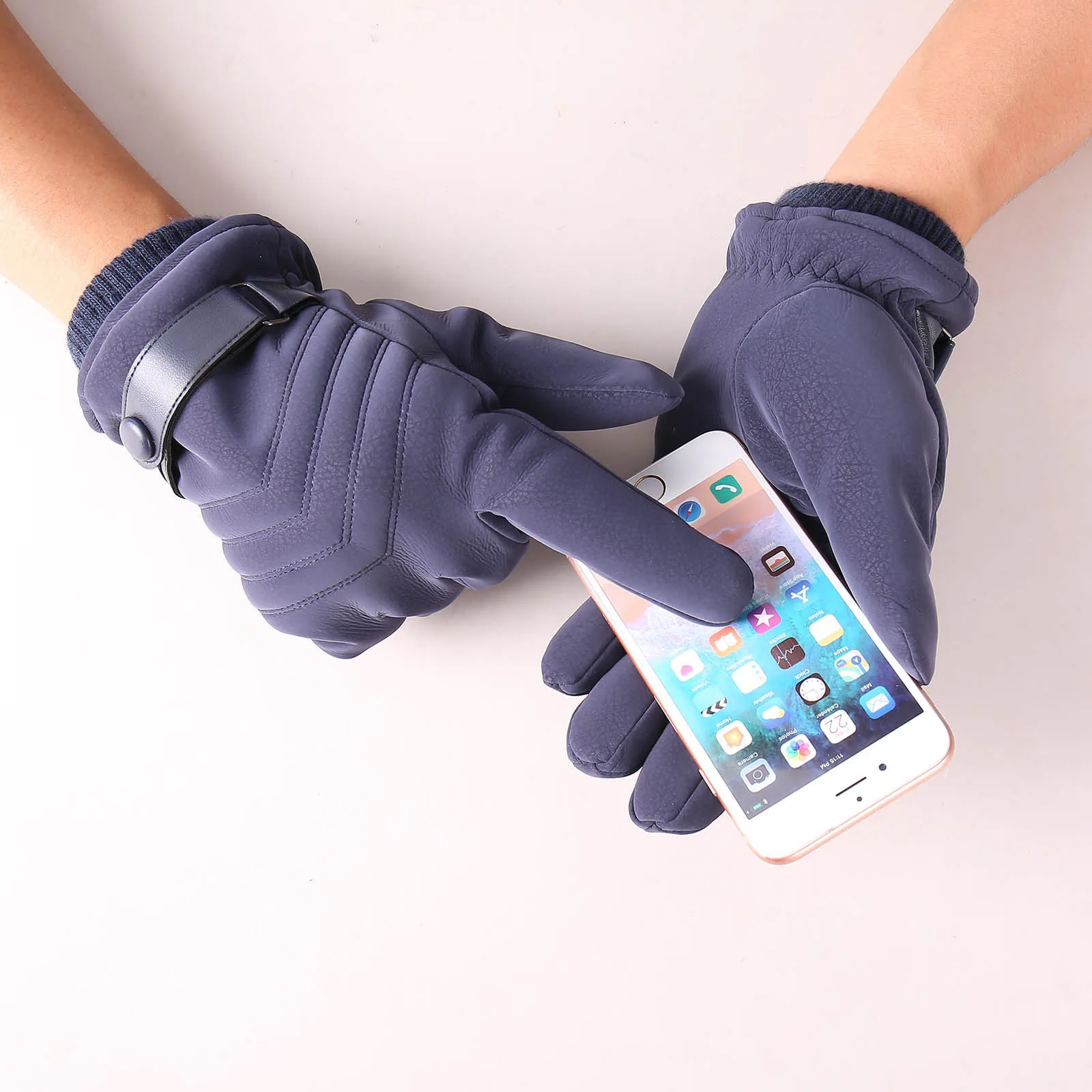 

-30 Thickened Warm Gloves Touch Screen Winter Gloves Fleece Men Letters Touch Screen Split-finger Non-slip Full-finger Gloves