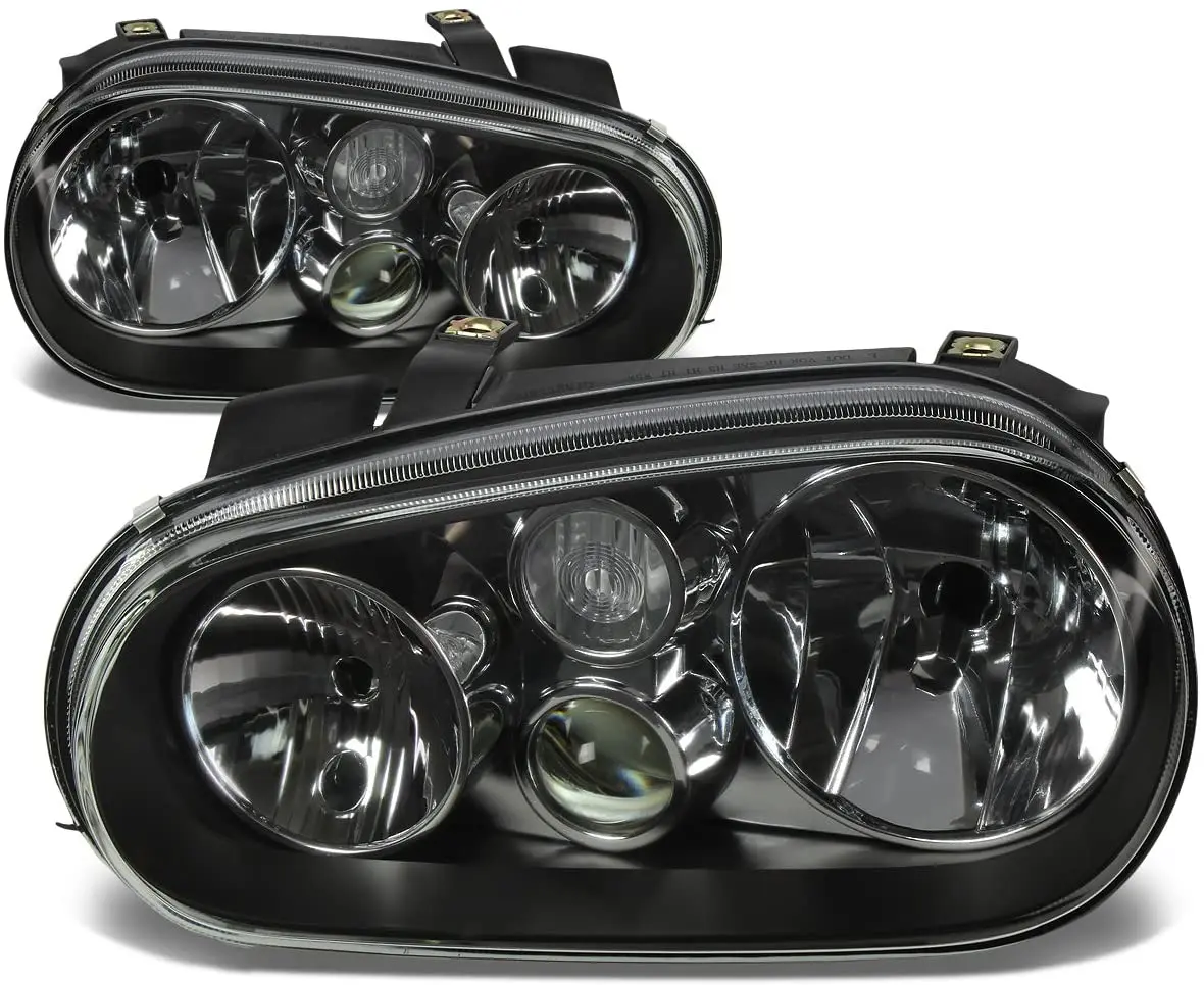 

HL-OH-VWGOLF99-BK Black Housing Projector Headlights Replacement For 99-06 Golf Cabrio