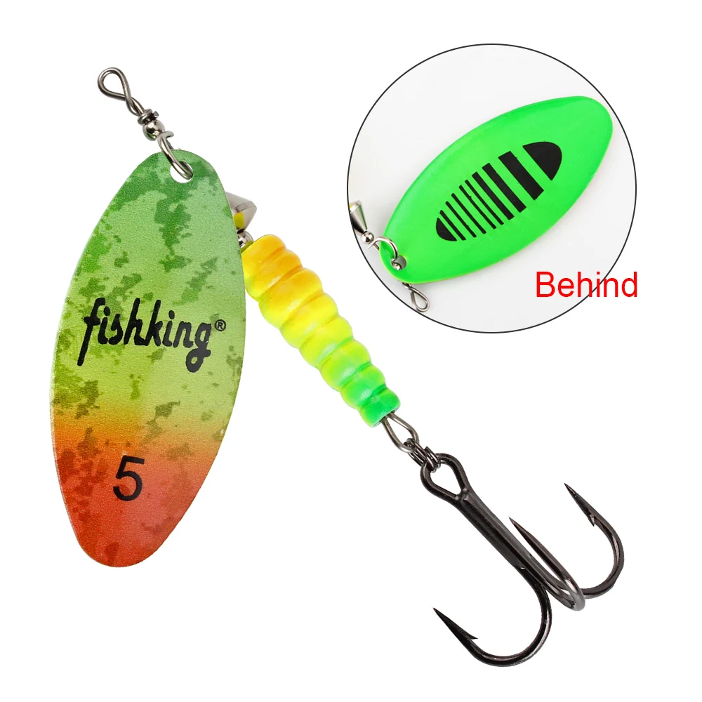 

FISH KING New Metal Fishing Lure Hard Baits Willow High Quality Leaf Shape Spinner Bait Treble Hook Tackle Bait For Pike
