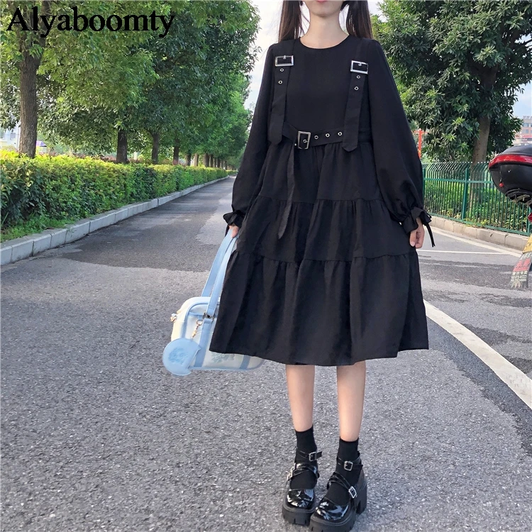 Платье женское средней длины в японском стиле Харадзюку облегающее винтажное