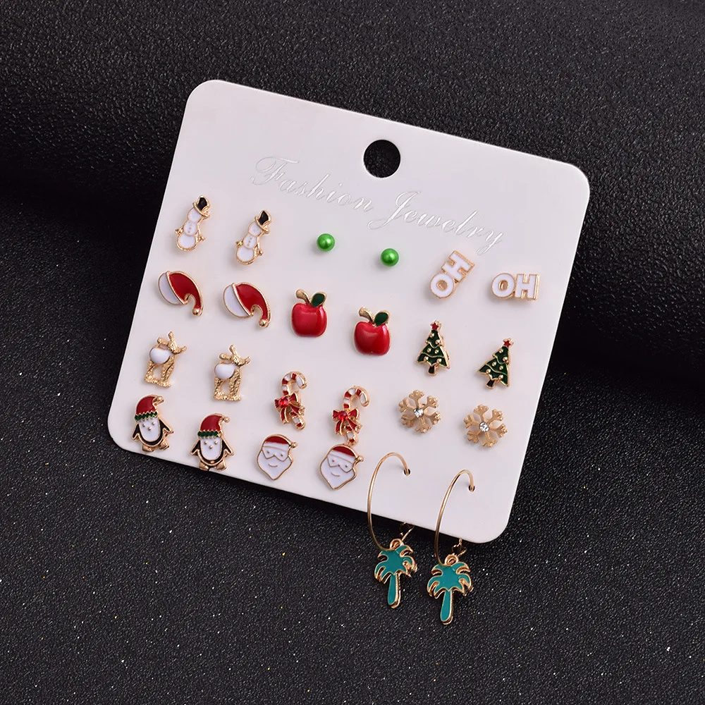 

12Set Mixed Christmas Pendant Metal Enamel Charms Ornaments Beads for Bracelet Earrings Jewelry Making Xmas Tree Pendants