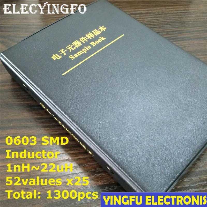 

0603 SMD SMT Чип-индуктор в ассортименте, набор 1nH ~ 22uH 52Valuesx25 образец 1300 шт.