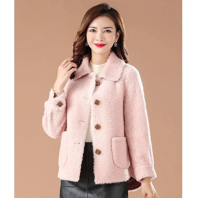 Women Genuine Real Wool Fur Coat Sheep Shearling Autumn Winter Clothes Female Casual Warm Outerwear Abrigo Mujer X103
