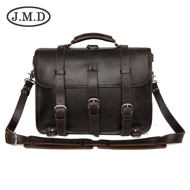 

J.M.D 100% Genuine Leather Crazy Horse Leather Men's Back packs Travel Bag Shoulder Messenger Bag Handbags Briefcase
