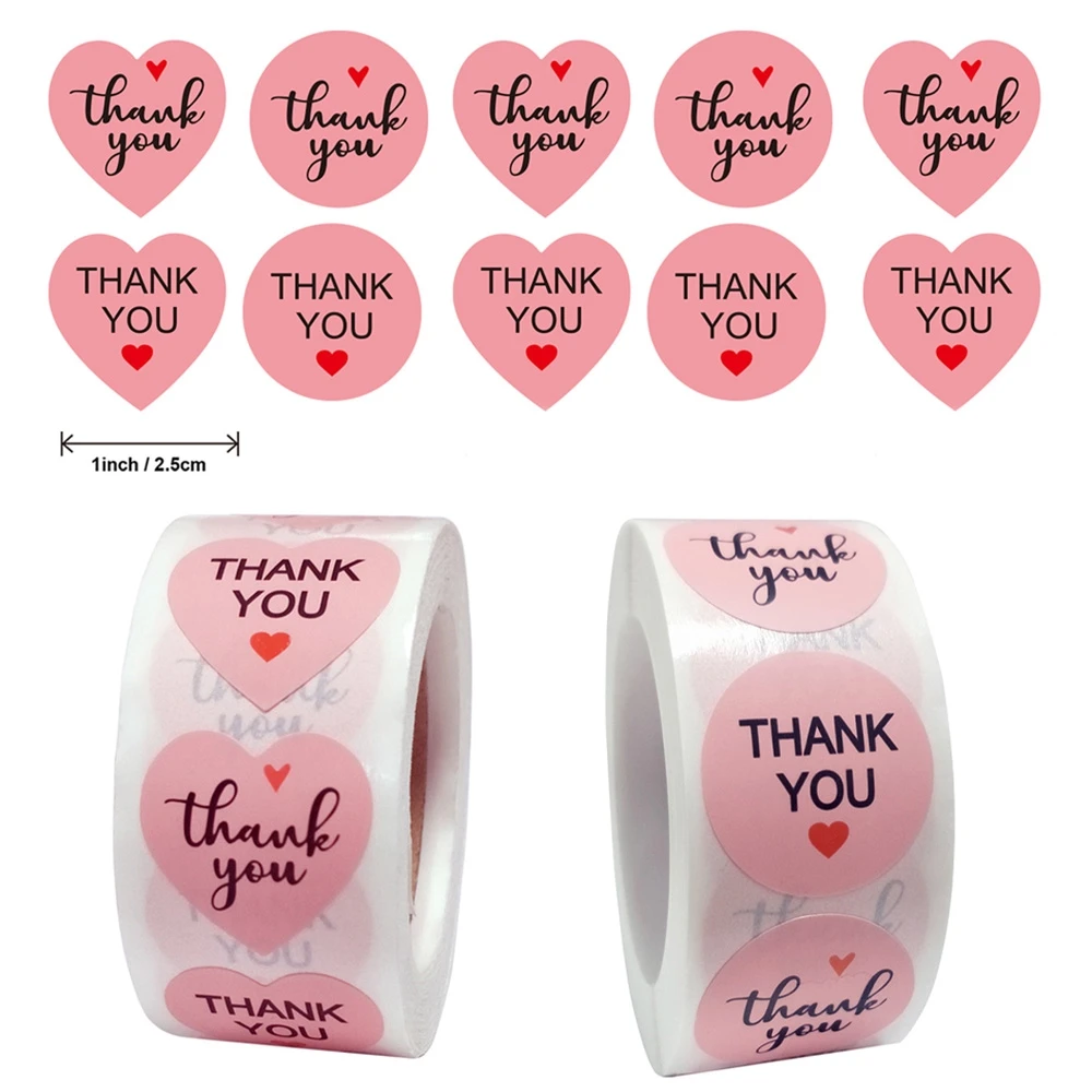 

Наклейки в форме сердца с надписью «Thank You», 500 шт.