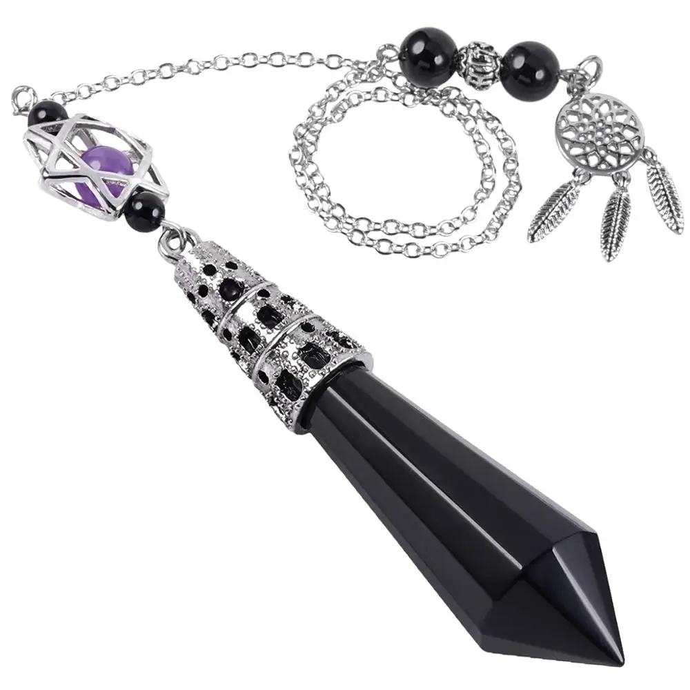 TUMBEELLUWA натуральный серебристый цвет шестиугольная призма с кристаллом маятник