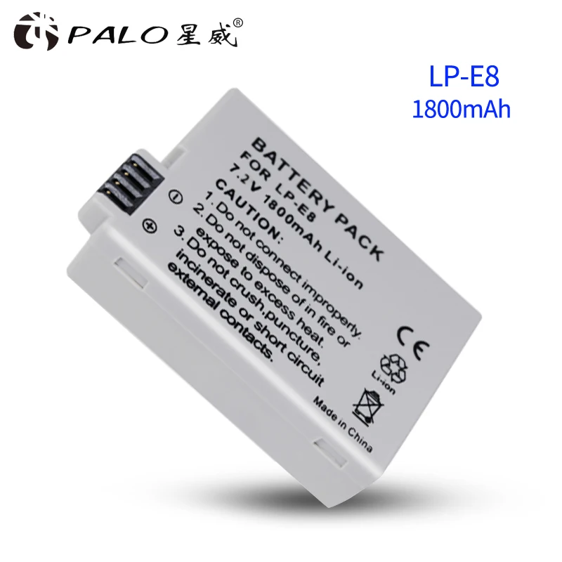 PALO 2 шт. LP-E8 LP E8 LPE8 1800 мАч камера Батарея+ светодиодный двойной Зарядное устройство для цифровой однообъективной зеркальной камеры Canon EOS 550D 600D 650D 700D Rebel T2i T3i T4i T5i